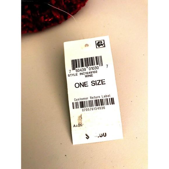 INC International Concepts Chenille Shine Beanie Wine Ski Cap One Size $24.50 - Picture 5 of 5